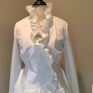 Beautiful White Adrianna Papell Top with Ruffles
